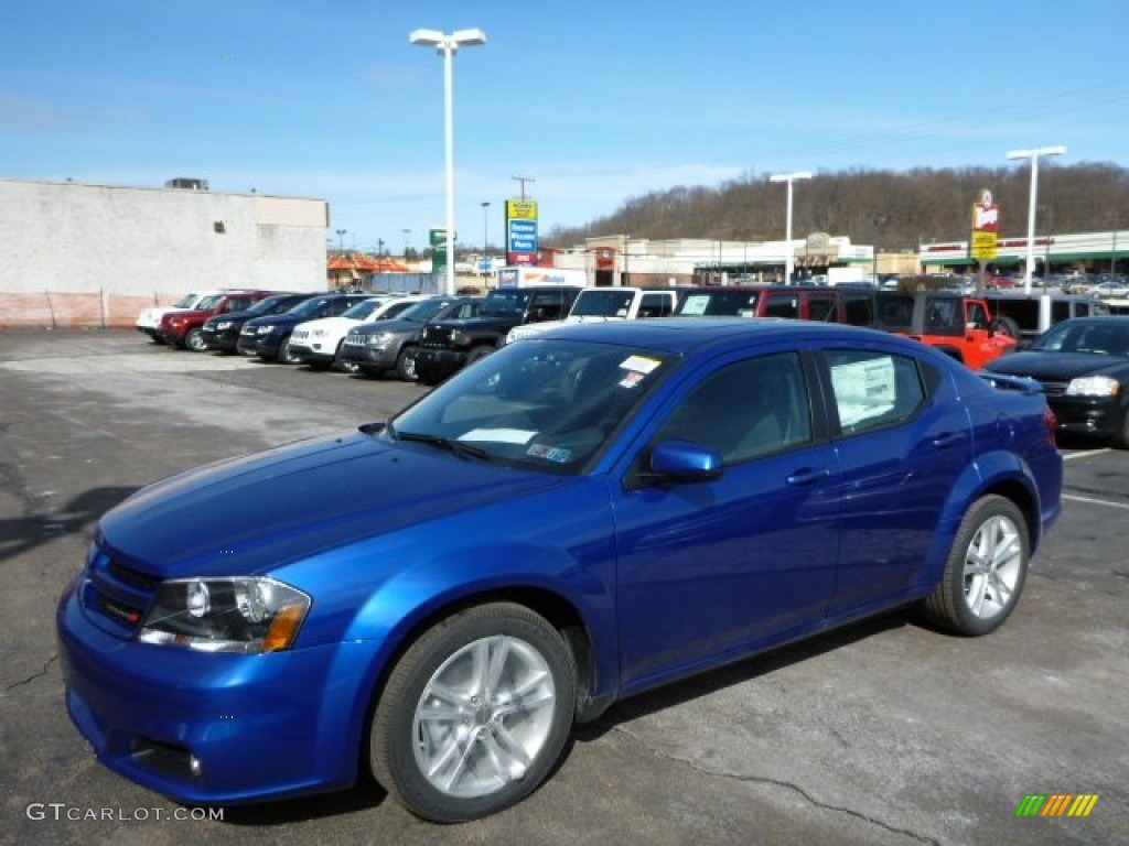 2013 Avenger SXT V6 - Blue Streak Pearl / Black photo #1