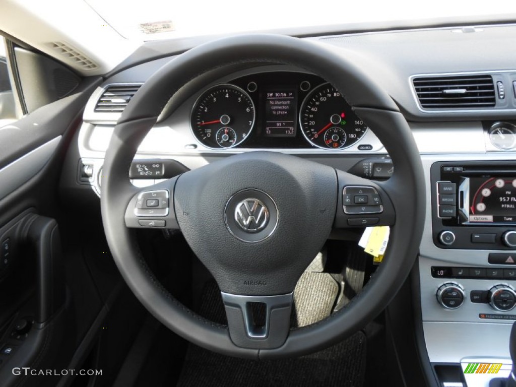 2013 Volkswagen CC R-Line Black Steering Wheel Photo #78064137