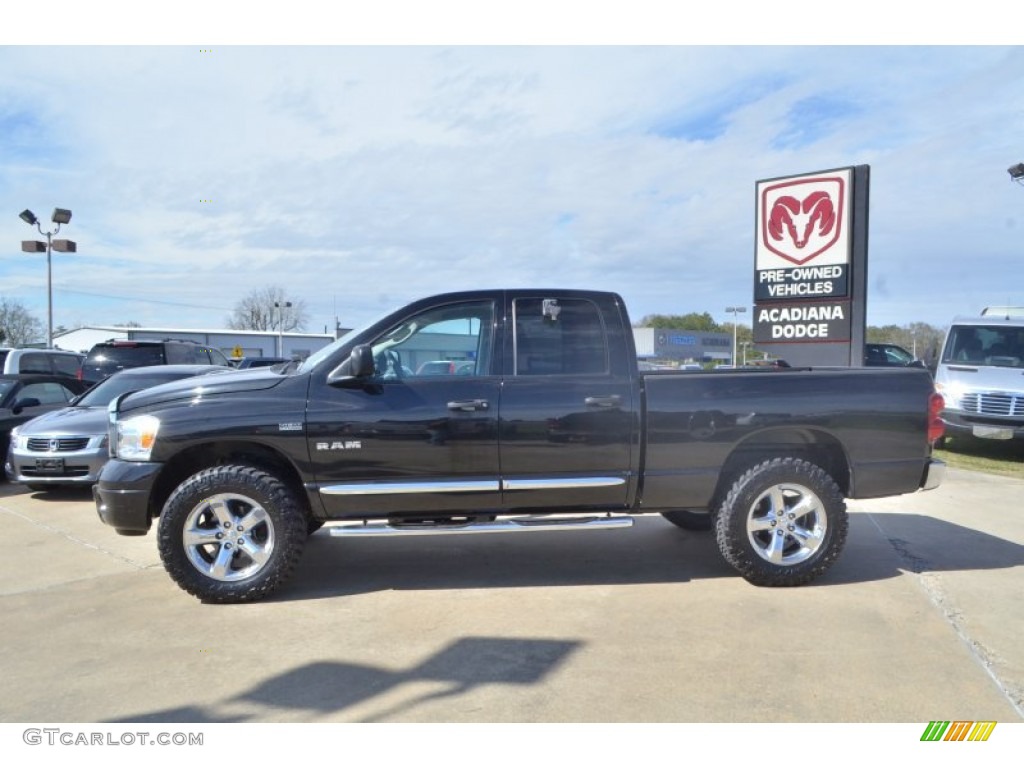 2008 Ram 1500 Laramie Quad Cab 4x4 - Brilliant Black Crystal Pearl / Medium Slate Gray photo #2