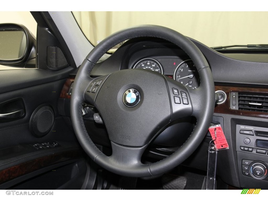 2011 BMW 3 Series 328i Sedan Black Steering Wheel Photo #78067545