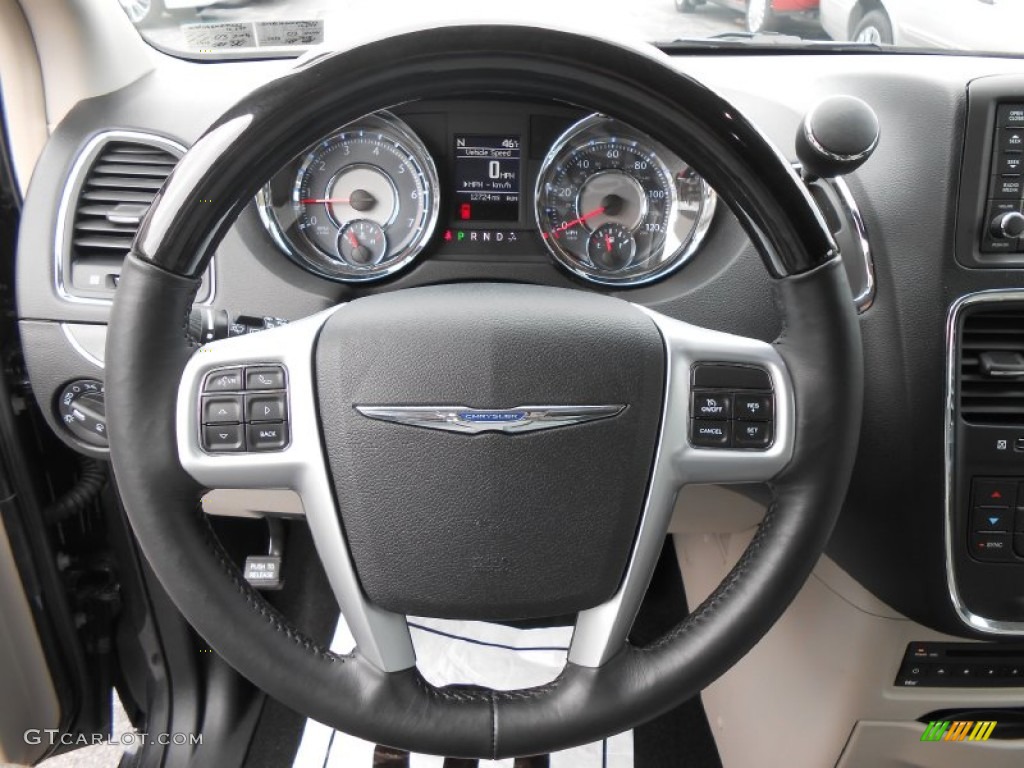2012 Chrysler Town & Country Limited Black/Light Graystone Steering Wheel Photo #78083712
