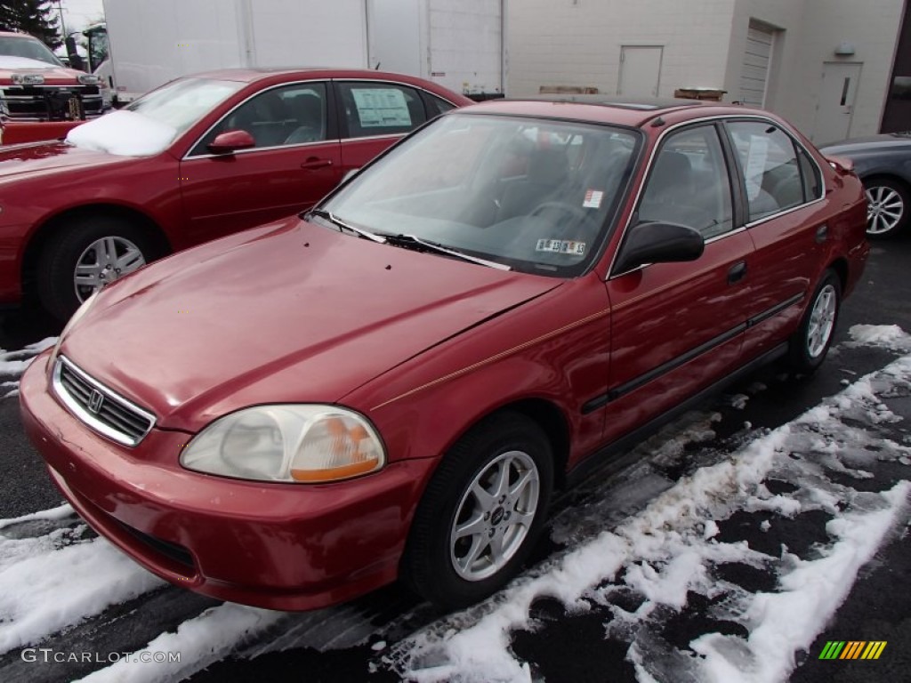 1997 Civic LX Sedan - Inza Red Pearl / Gray photo #3