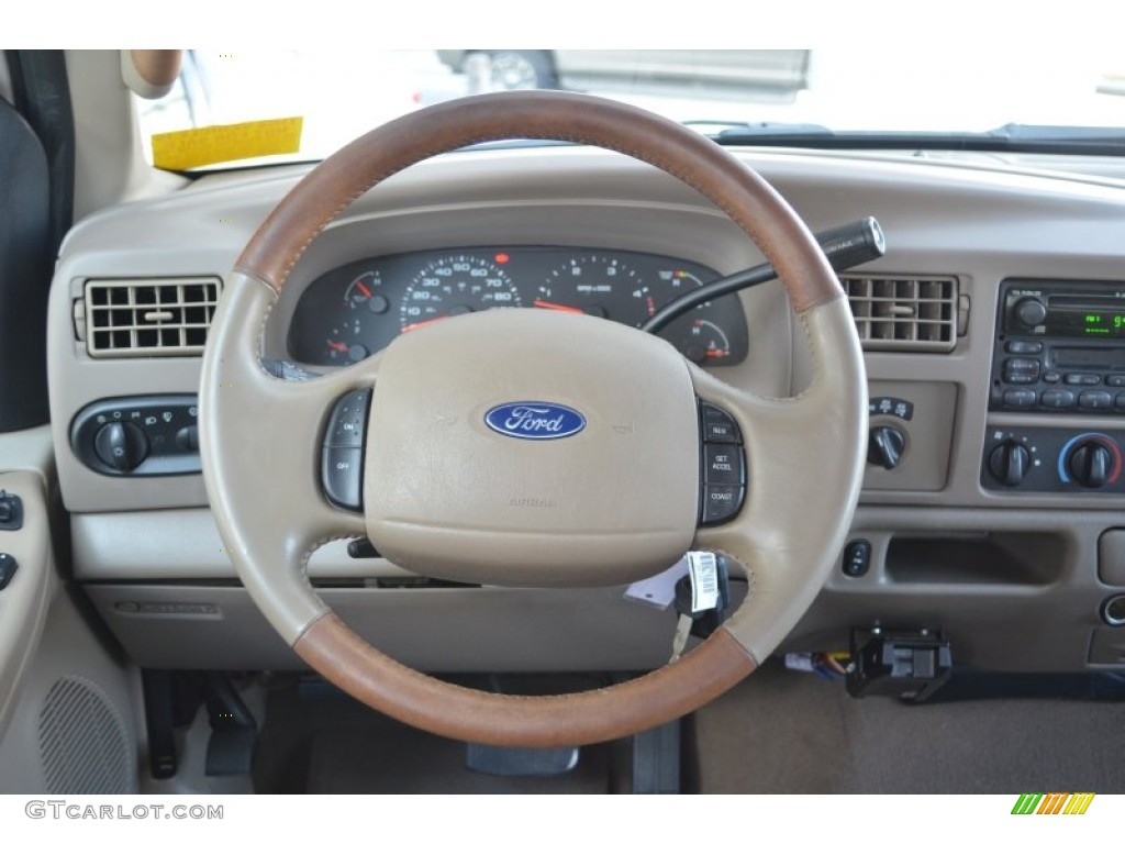 2003 Ford F250 Super Duty King Ranch Crew Cab 4x4 Castano Brown Steering Wheel Photo #78087293