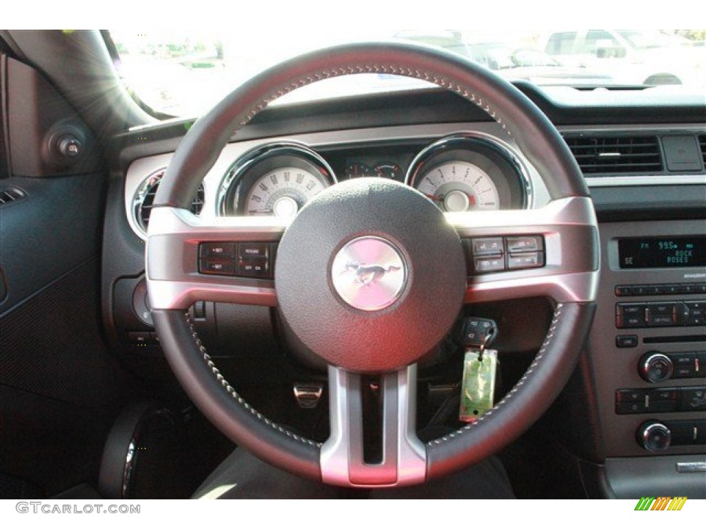 2011 Ford Mustang GT Premium Coupe Charcoal Black Steering Wheel Photo #78090195