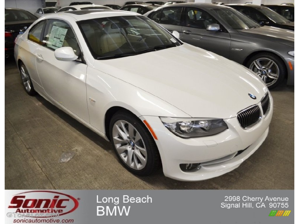 2012 3 Series 328i Coupe - Mineral White Metallic / Cream Beige photo #1