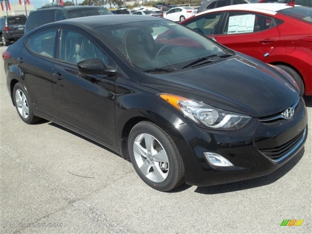 2013 Elantra GLS - Midnight Black / Beige photo #2