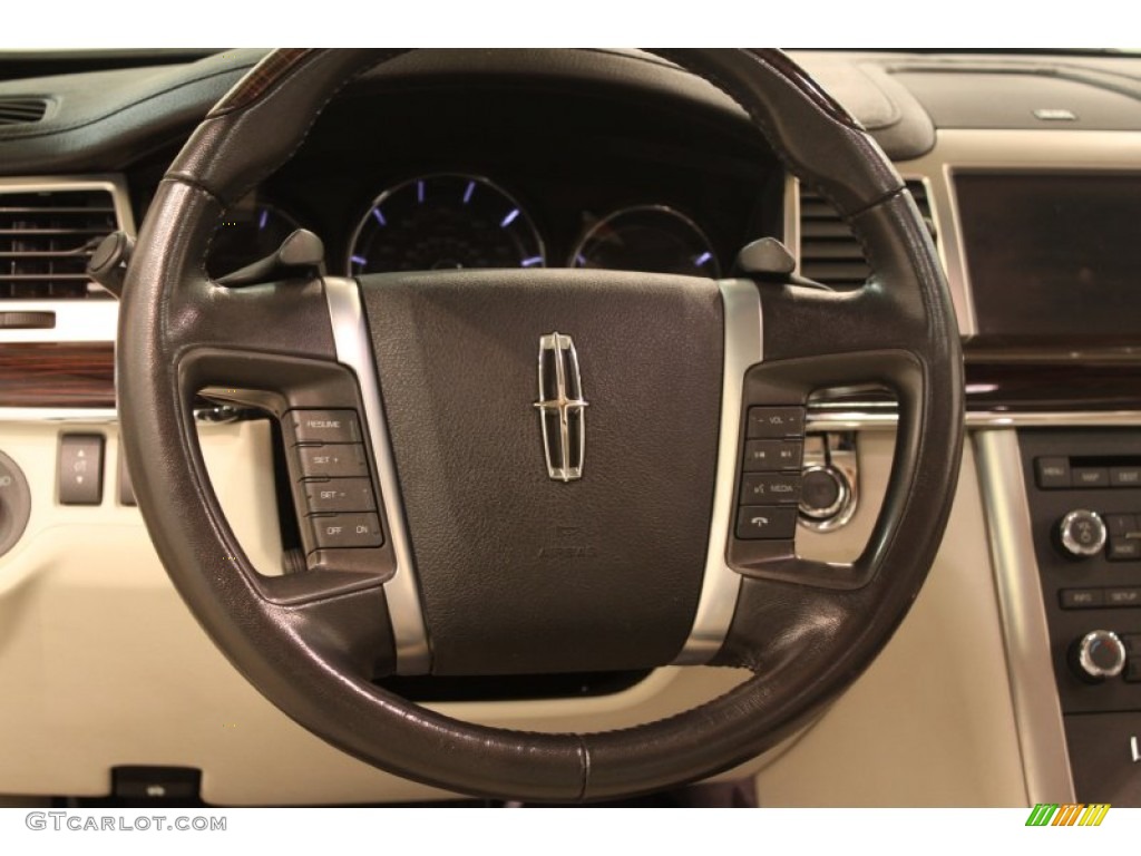 2010 Lincoln MKS AWD Ultimate Package Cashmere/Fine Line Ebony Steering Wheel Photo #78096246