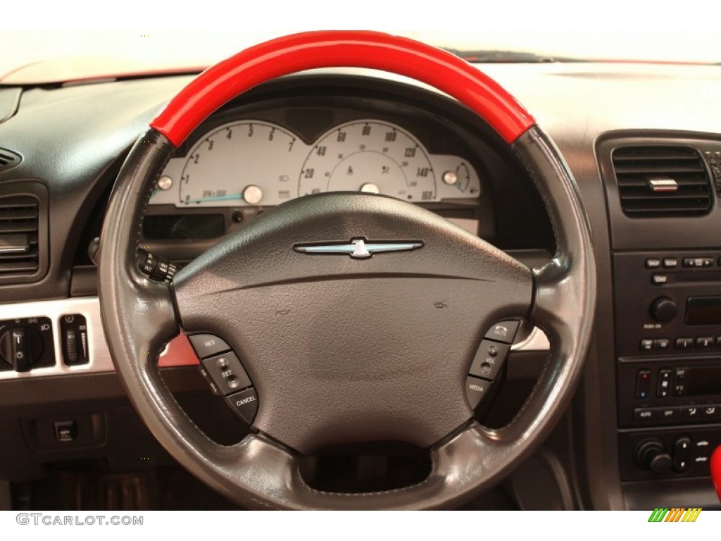 2002 Ford Thunderbird Premium Roadster Torch Red Steering Wheel Photo #78096747