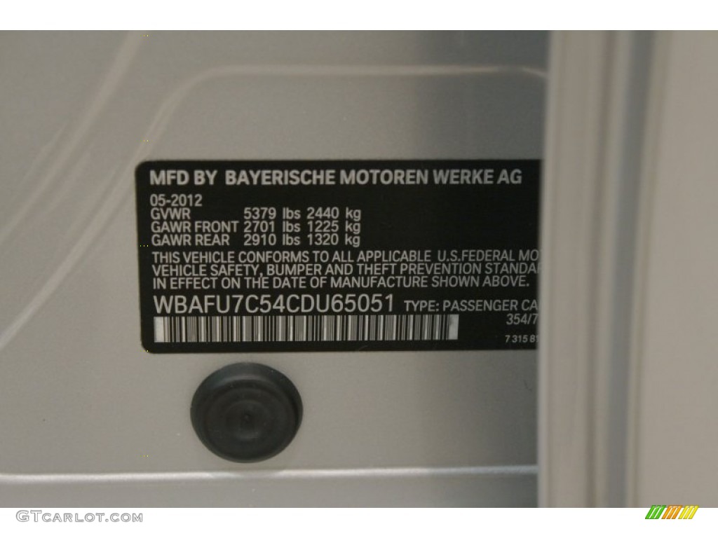 2012 BMW 5 Series 535i xDrive Sedan Color Code Photos