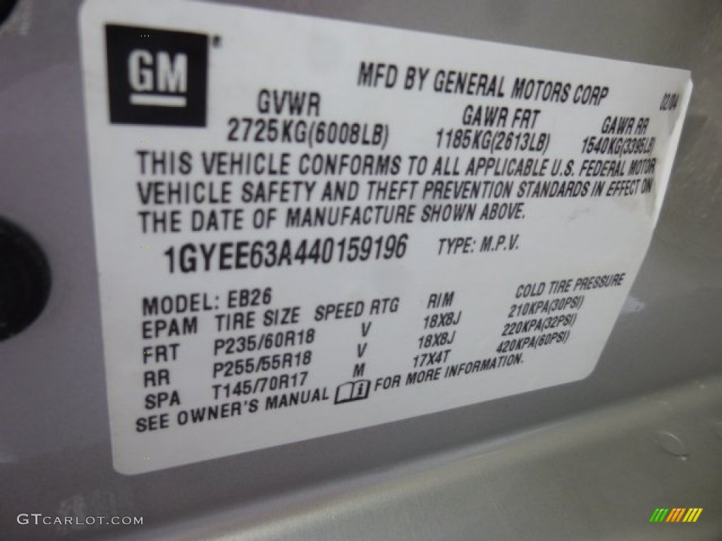 2004 SRX V8 - Light Platinum Metallic / Light Gray photo #18