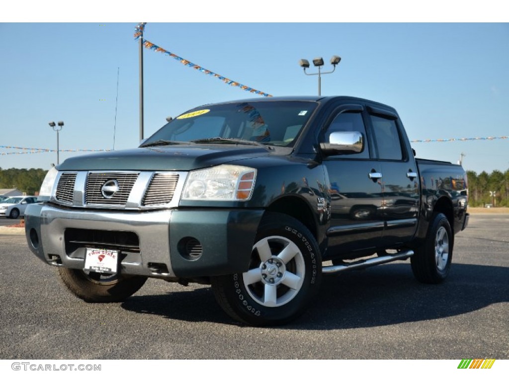 2004 Titan SE Crew Cab 4x4 - Deep Water Blue/Green / Graphite/Titanium photo #1