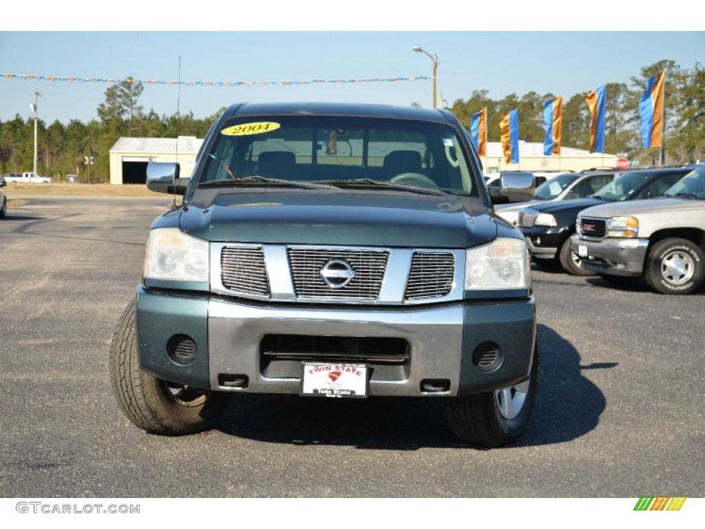 2004 Titan SE Crew Cab 4x4 - Deep Water Blue/Green / Graphite/Titanium photo #2