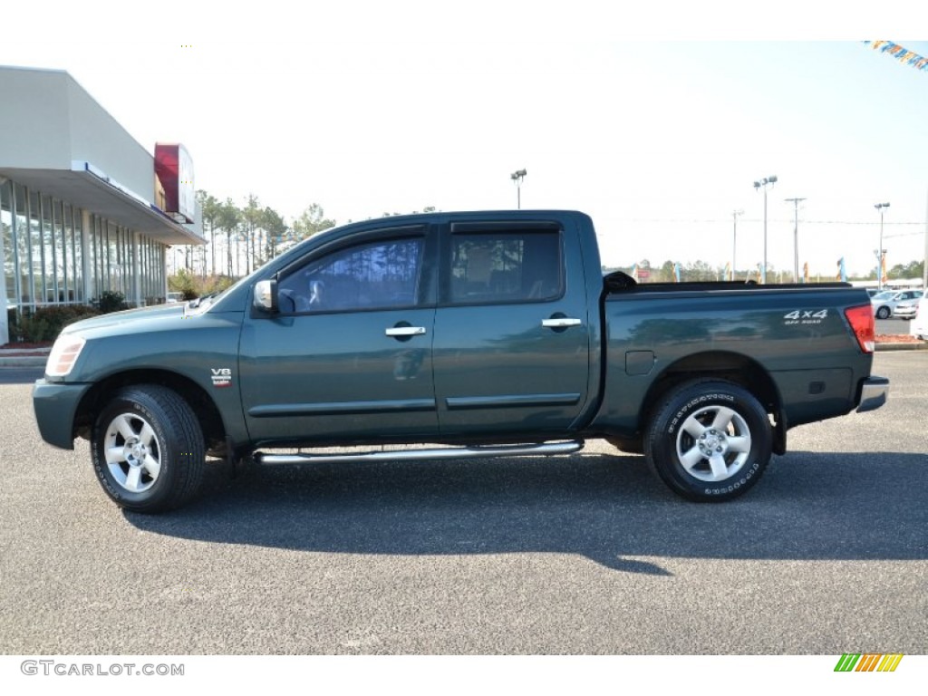 2004 Titan SE Crew Cab 4x4 - Deep Water Blue/Green / Graphite/Titanium photo #8