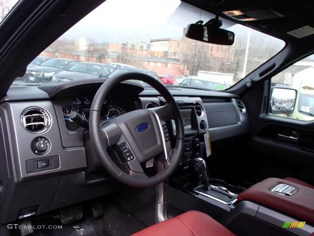Limited Unique Red Leather Interior 2013 Ford F150 Limited SuperCrew 4x4 Photo #78109805