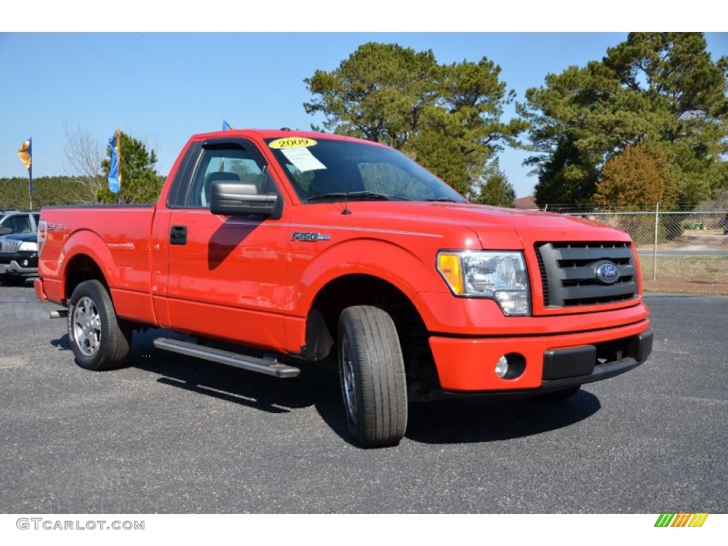 2009 F150 STX Regular Cab - Bright Red / Stone/Medium Stone photo #3