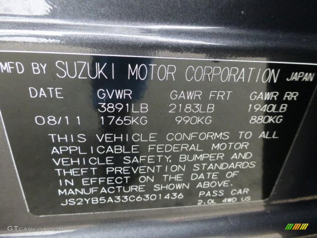 2012 SX4 Crossover AWD - Azure Gray Metallic / Black photo #24