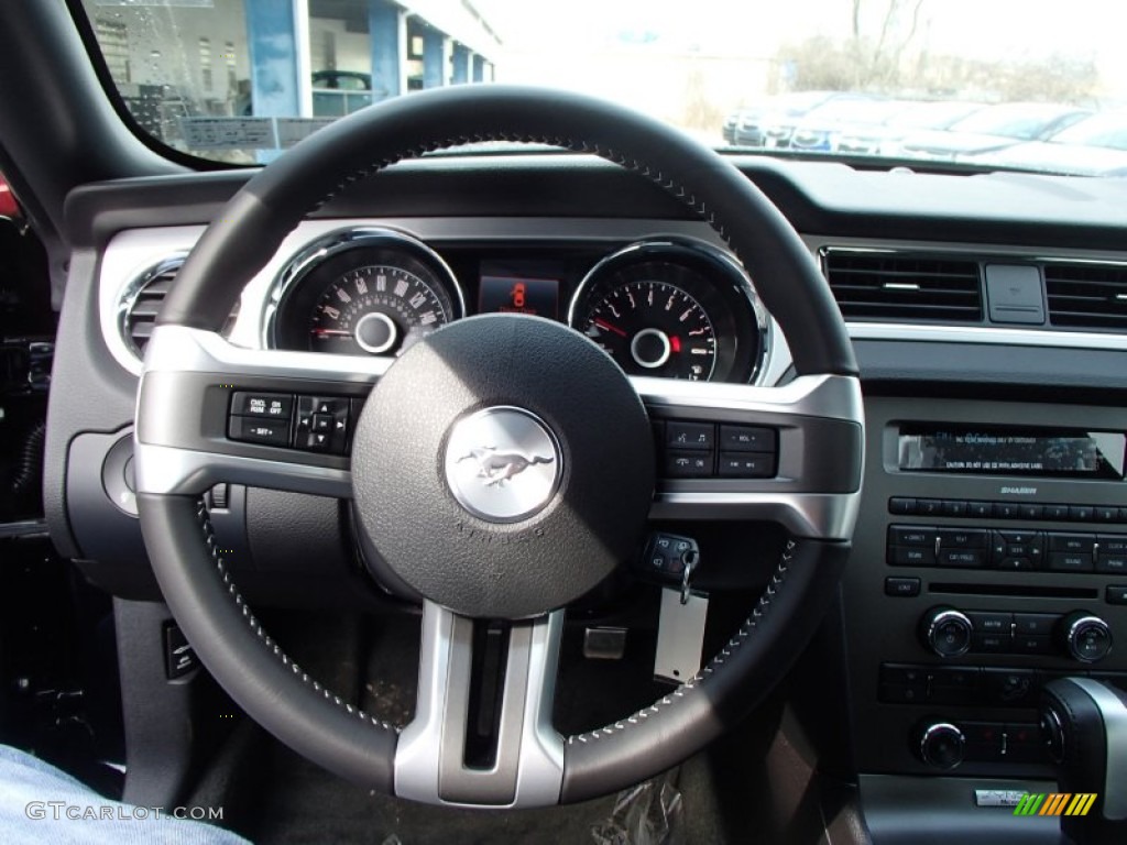 2014 Ford Mustang GT Premium Coupe Charcoal Black Steering Wheel Photo #78111077