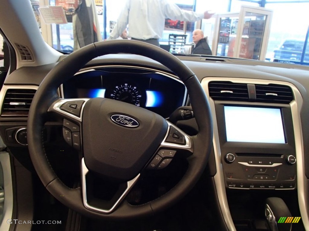2013 Ford Fusion Hybrid SE Charcoal Black Steering Wheel Photo #78111857