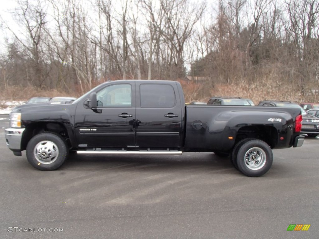 Black 2013 Chevrolet Silverado 3500HD LTZ Crew Cab 4x4 Dually Exterior Photo #78119311