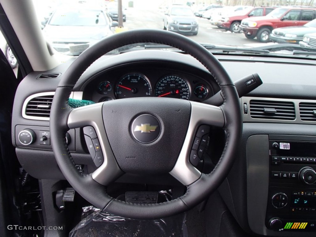 2013 Chevrolet Silverado 3500HD LTZ Crew Cab 4x4 Dually Ebony Steering Wheel Photo #78119390