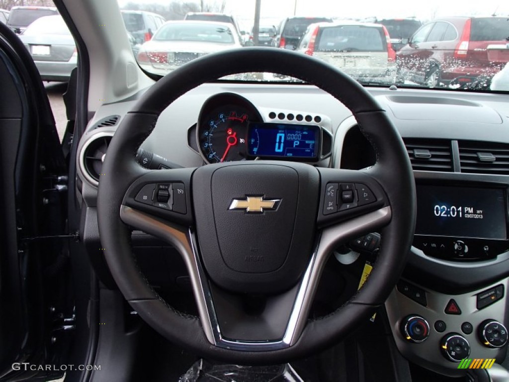 2013 Chevrolet Sonic LTZ Sedan Jet Black/Dark Titanium Steering Wheel Photo #78119654