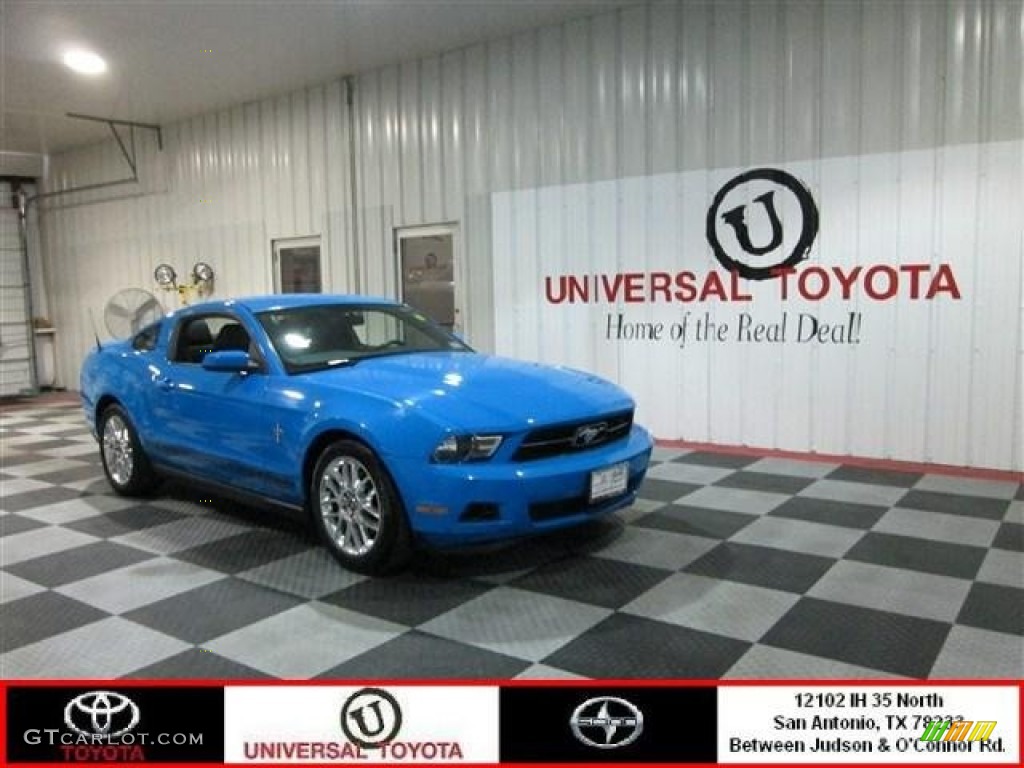 2012 Mustang V6 Premium Coupe - Grabber Blue / Charcoal Black photo #1