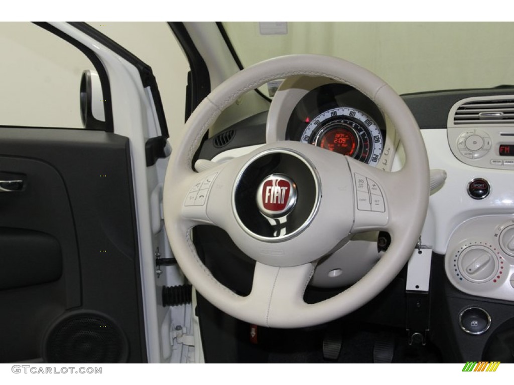 2012 Fiat 500 Pop Tessuto Grigio/Avorio (Grey/Ivory) Steering Wheel Photo #78125680