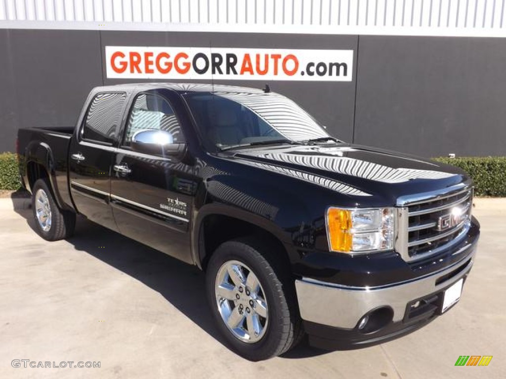 2013 Sierra 1500 SLE Crew Cab - Onyx Black / Very Dark Cashmere/Light Cashmere photo #1