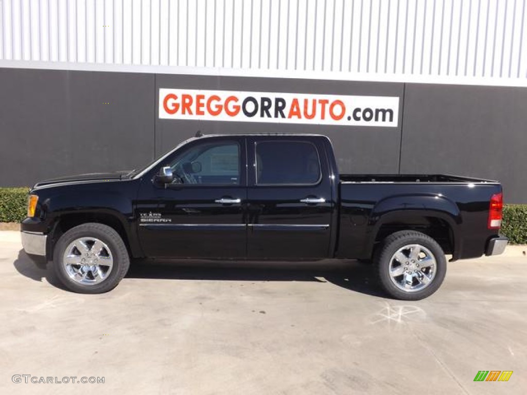 2013 Sierra 1500 SLE Crew Cab - Onyx Black / Very Dark Cashmere/Light Cashmere photo #3