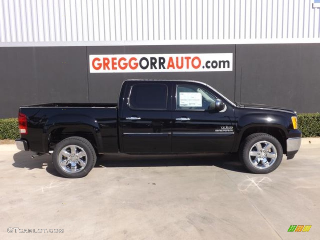 2013 Sierra 1500 SLE Crew Cab - Onyx Black / Very Dark Cashmere/Light Cashmere photo #4
