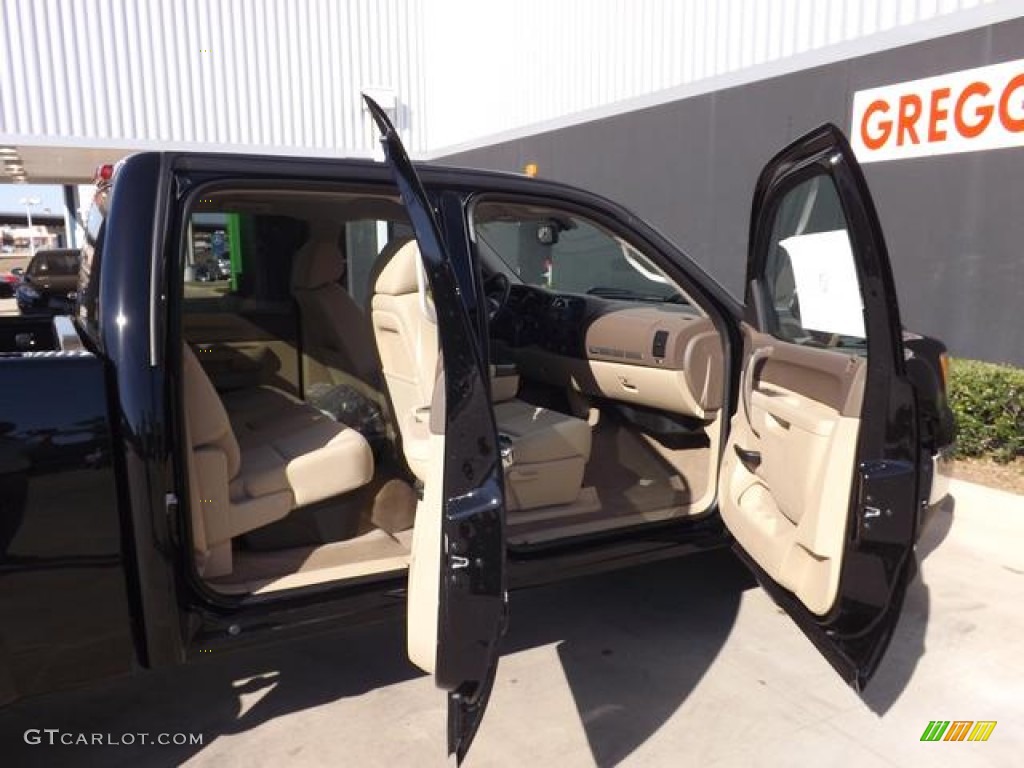 2013 Sierra 1500 SLE Crew Cab - Onyx Black / Very Dark Cashmere/Light Cashmere photo #8