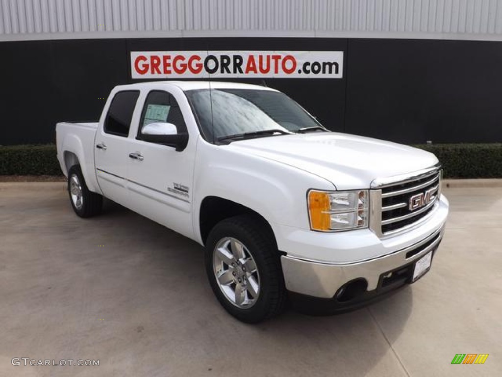 2013 Sierra 1500 SLE Crew Cab - Summit White / Ebony photo #1