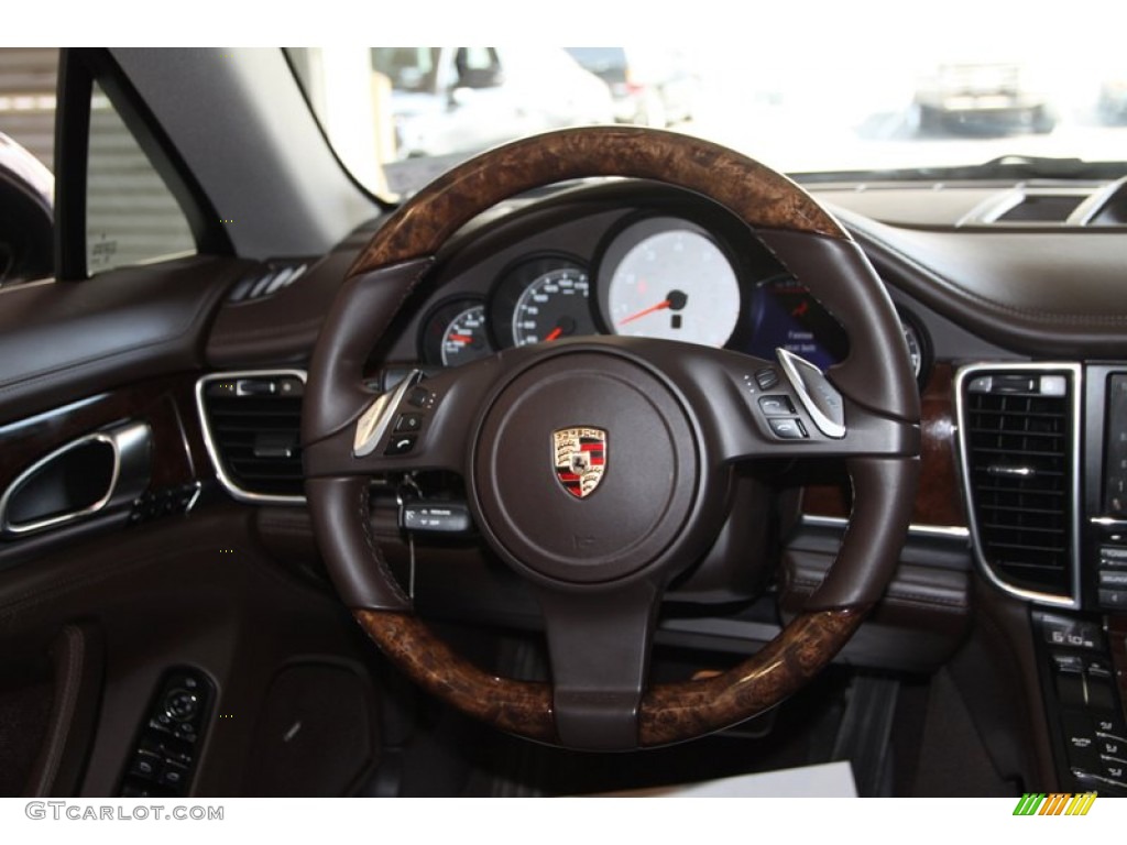2010 Porsche Panamera S Espresso Natural Leather Steering Wheel Photo #78133632