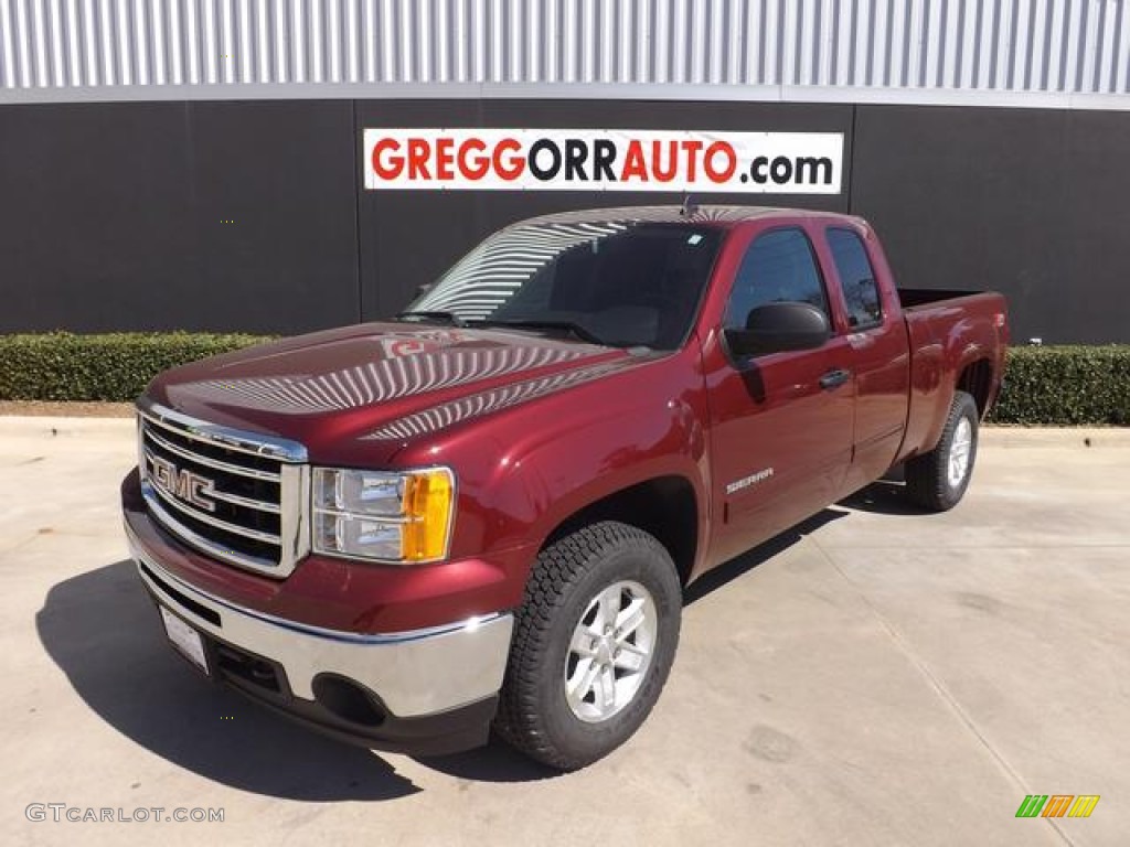 2013 Sierra 1500 SLE Extended Cab 4x4 - Sonoma Red Metallic / Ebony photo #2
