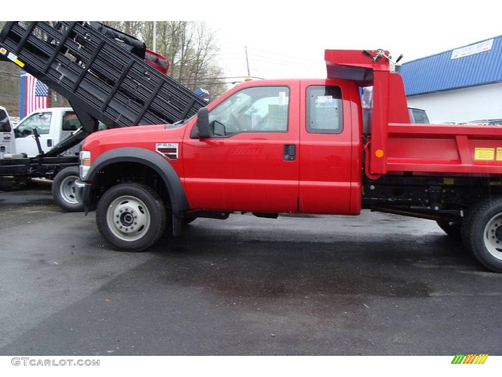 2009 F550 Super Duty XL SuperCab Chassis 4x4 Dump Truck - Red / Medium Stone photo #11