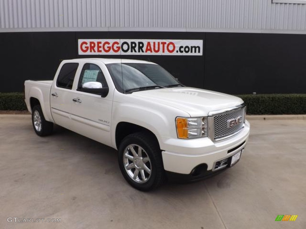 2013 Sierra 1500 Denali Crew Cab AWD - White Diamond Tricoat / Cocoa/Light Cashmere photo #1