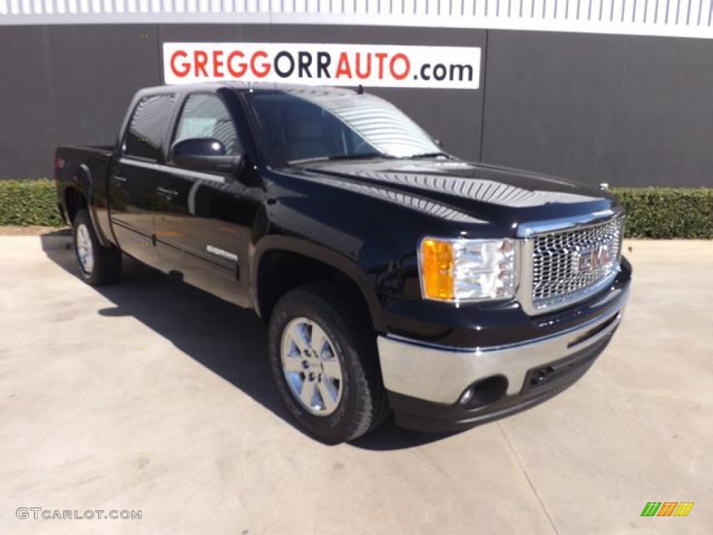 2013 Sierra 1500 SLT Crew Cab 4x4 - Onyx Black / Very Dark Cashmere/Light Cashmere photo #1