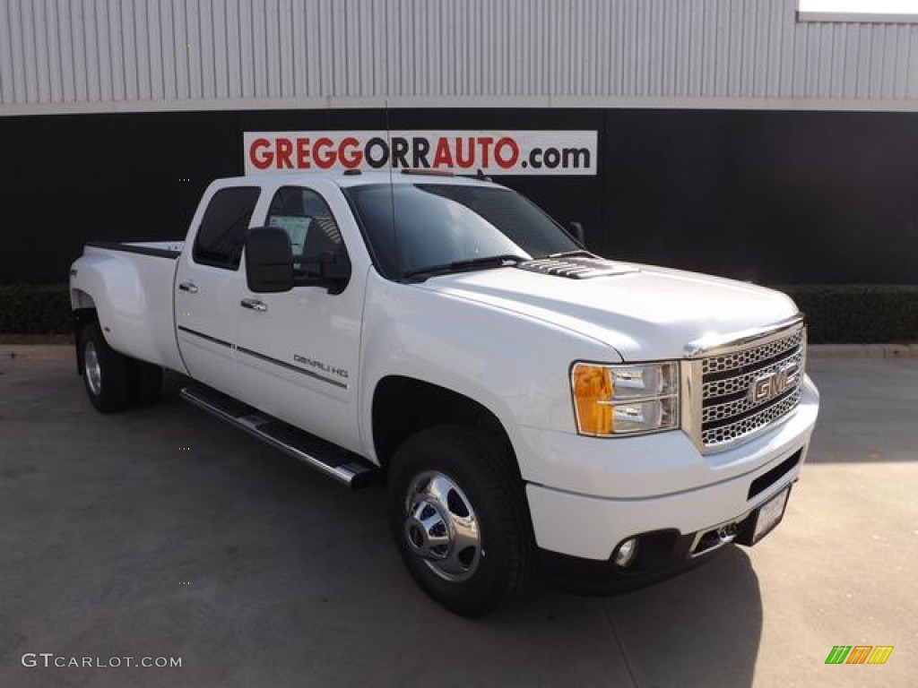 2013 Sierra 3500HD Denali Crew Cab 4x4 Dually - Summit White / Ebony photo #1