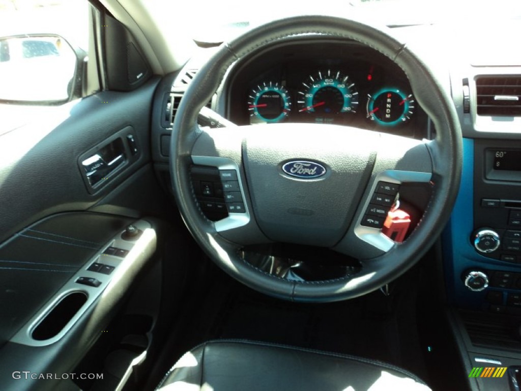 2010 Ford Fusion Sport Charcoal Black/Sport Blue Steering Wheel Photo #78143010