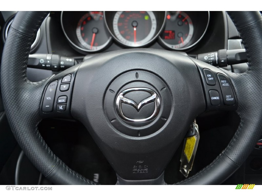 2006 Mazda MAZDA3 s Touring Sedan Black/Red Steering Wheel Photo #78149583