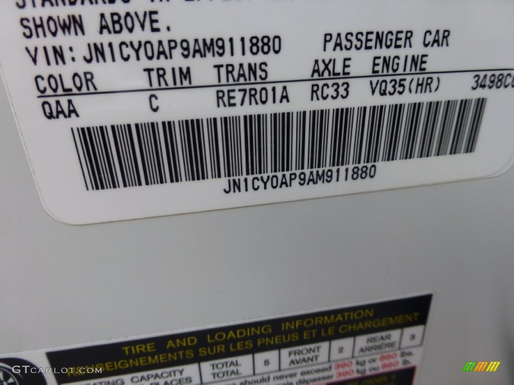 2010 Infiniti M 35 Sedan Color Code Photos