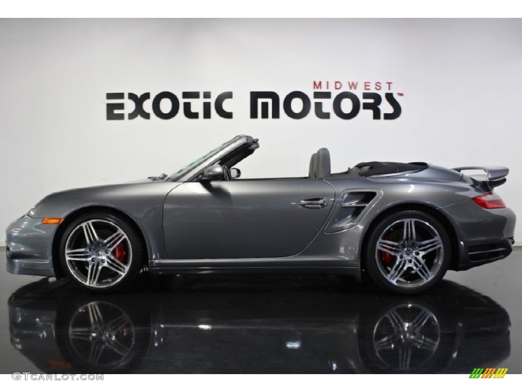 2009 911 Turbo Cabriolet - Meteor Grey Metallic / Black/Stone Grey photo #1