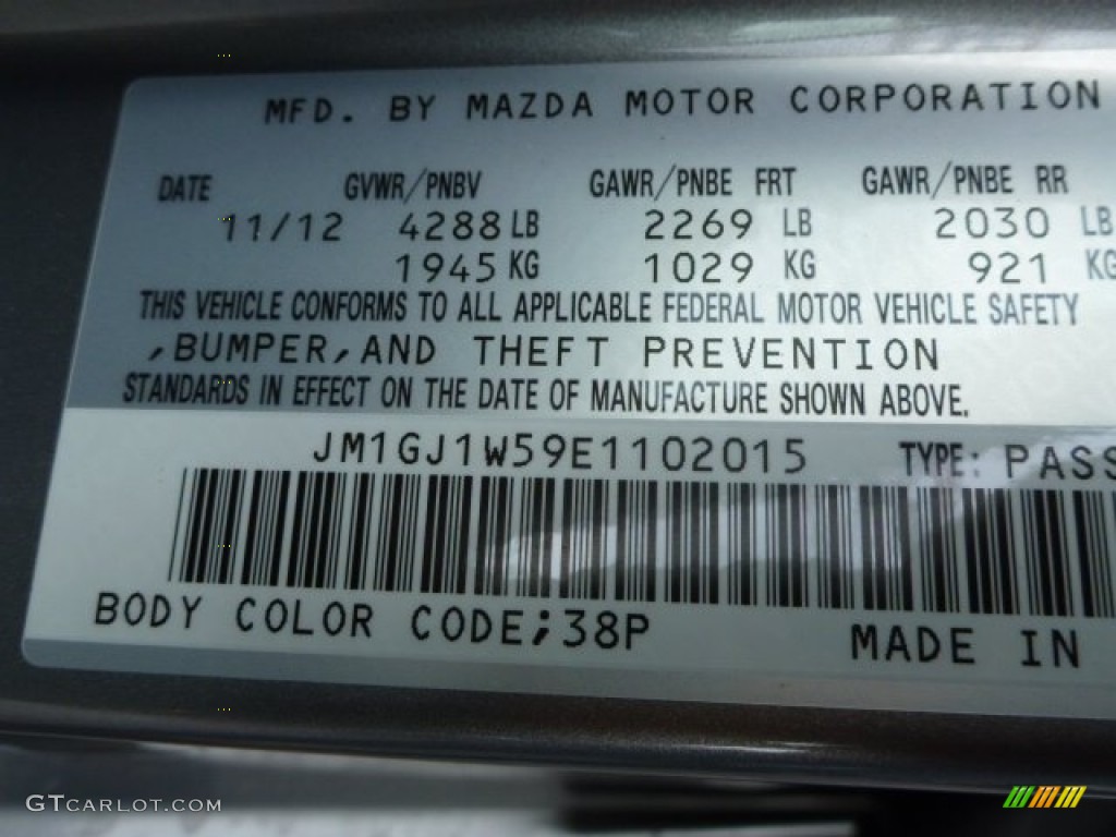 2014 MAZDA6 Color Code 38P for Liquid Siver Metallic Photo #78159506