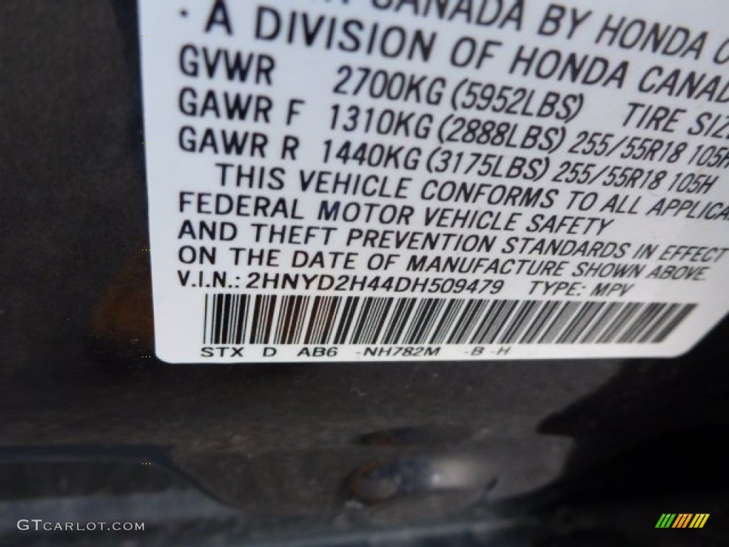 2013 MDX Color Code NH782M for Graphite Luster Metallic Photo #78163799