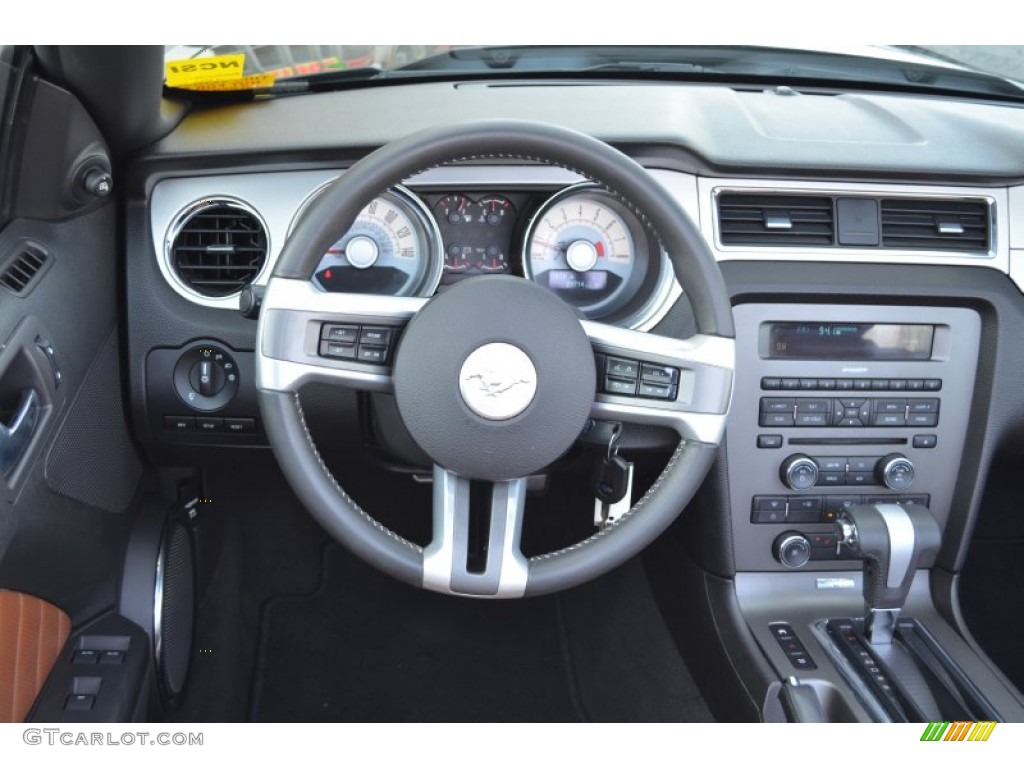 2010 Ford Mustang GT Premium Convertible Saddle Steering Wheel Photo #78166224