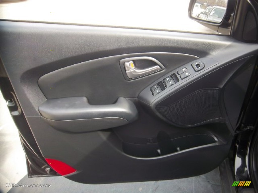 2011 Hyundai Tucson Limited Black/Saddle Door Panel Photo #78166590