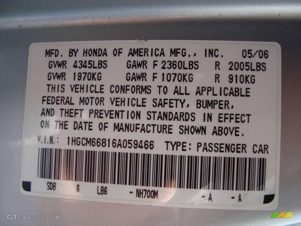 2006 Accord EX-L V6 Sedan - Alabaster Silver Metallic / Black photo #19