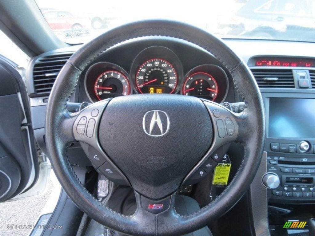 2007 Acura TL 3.5 Type-S Taupe/Ebony Steering Wheel Photo #78170625