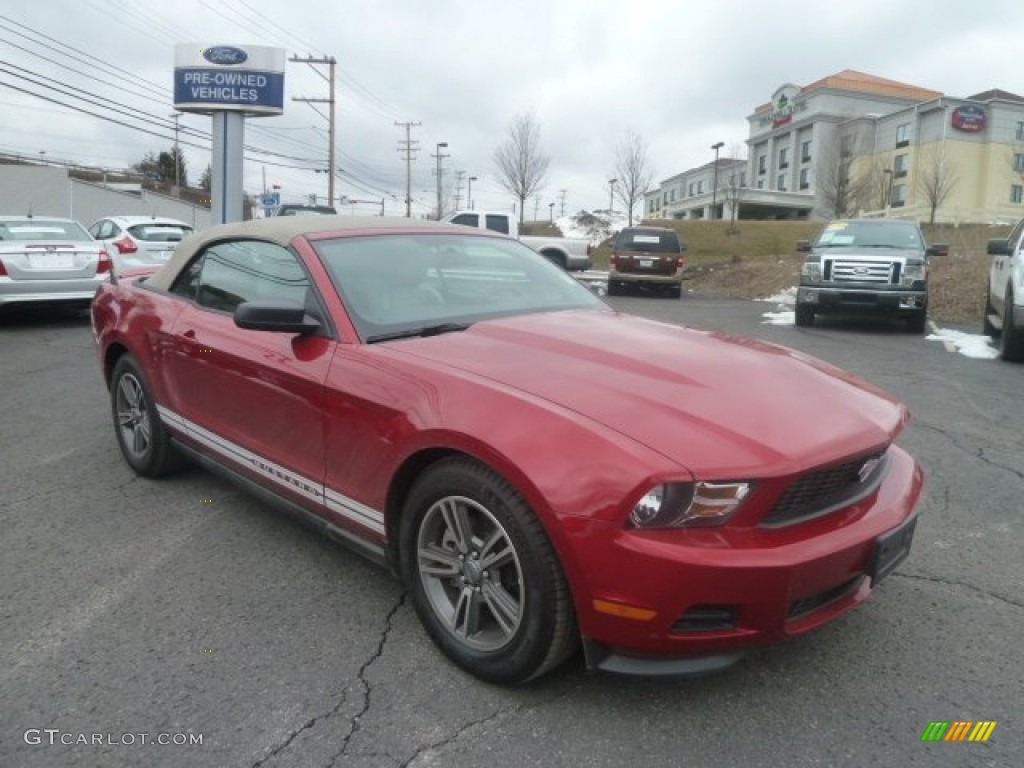 2012 Mustang V6 Premium Convertible - Red Candy Metallic / Stone photo #1