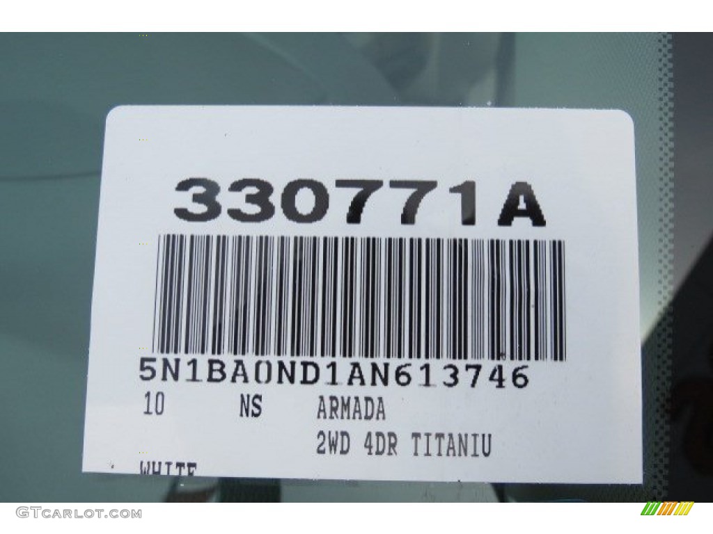 2010 Armada Titanium - Blizzard White / Almond photo #19
